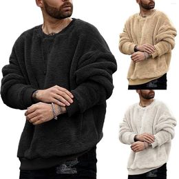 Men's Hoodies Winter Men Fuzzy Pullover O Neck Plush Sweatshirt Male Oversize Long Sleeve Cashmere Sport Solid Colour Autumn Outerwear #t3g