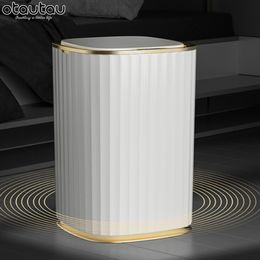 Waste Bins Smart Sensor Garbage Bin Kitchen Bathroom Toilet Trash Can Automatic Induction Waterproof Bin with Lid 12/15L 230306