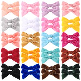 2Pcs/Set Solid Velvet Hair Bows For Girls Hair Clips Baby Boutique Hairpin Handmade Barrettes Headwear Kids Hair Accessories