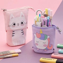 Pencil Bags Kawaii Pencil Cases Retractable Pen Holder Cute Cartoon Animals Storage Pouch for Girls Boys Gift Bag School Supplies Stationery J230306