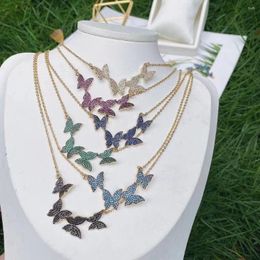 Pendant Necklaces 5Pcs CZ Pave Butterfly Necklace For Women Gold Color Animal Charms Choker 2023 Collares Jewelry Gift