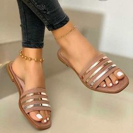 Sandals Summer Women Shoes Fashion Comfort Plus Size Slippers Women Sequined Flat Sandals Slippers Sandalias De Mujer 230306