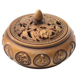 Fragrance Lamps Chinese Zodiac Signs Metal Blue Brass Copper Coils Incense Zinc Alloy Censer Thurible Burner Coil Incensory