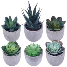 Decorative Flowers 6 Pcs Artifical Succulents Potted Plants Realistic Simulation Practical Home Office Desk Ornaments For Decor