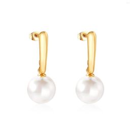 Hoop Earrings 2023 For Women Stainless Steel Dangle Irregular Imitation Pearls Drop Gold Fashion Jewellery