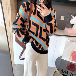 Women's Sweaters designer Designer trend new girly temperament double F striped jacquard sweater fashionable loose wild FF letter BVPK