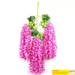 Mothers Day Gift 12pcs Elegant Artificial Wisteria Flower DIY Rattan Christmas Party Wedding Festive Decoration Background