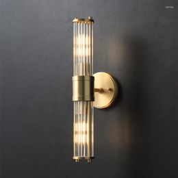 Wall Lamp Copper Luxury Postmodern Golden Living Room Glass Lampshade Sconce Bedroom LED Lights Decor Bathroom Mirror Headlight