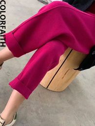 Women's Pants Capris Colorfaith Y2K Harem High Waist Wide Legs Warm Knitted Fashionable Ankle-Length Spring Autumn Women Pants Trousers P3168JX 230306