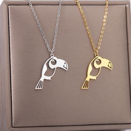 Pendant Necklaces Goth Parrot Pendants For Women Vintage Cute Animal Choker Chain Necklace Stainless Steel Aesthetic Jewellery Gift 2023