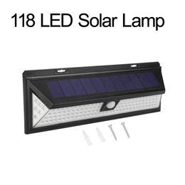 Outdoor Solar Wall Lights 118 LED with Motion Sensor Wide Angle Waterproof Outdoors Security Lights Garage Patio Garden Driveway usalight