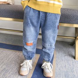 Jeans Elastic Waist Little Boys Jeans Autumn Trousers Toddler Boy Denim Joggers Schoolchild Jeans Preschooler Boy Children Clothes 230306