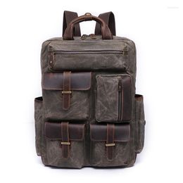 School Bags Casual Men Women Waterproof Backpacks Canvas Leather Laptop Backpack Unisex College Big Weekend Travel Bag Rucksack