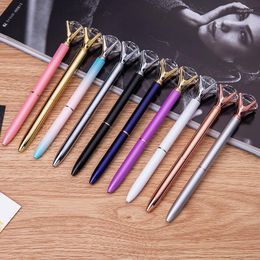 Big Diamond 3D Pen Business Office Stationery Metal Crystal Pens For Writing Creative Multicolor Ballpoint Spinning