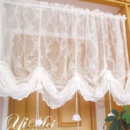 Curtain Korean Lace Pull Roman Blinds Pastoral Window Screen Door Shading Bedroom Kitchen Partition Decoration