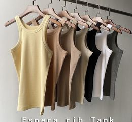 Women's Tanks Camis Tops Premium Grey Top Racer Vest Organic Cotton Thread Solid Color Slim 230306