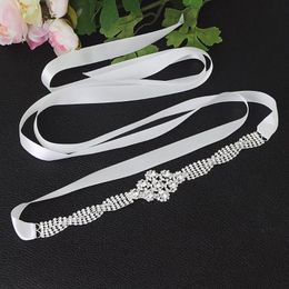 Wedding Sashes TRiXY S98 Sparkly Glittered Belt Accessories Sash Women's Silver Rhinestone Bridal Crystal Diamond