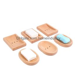 Party Favor High Quality Natura Wooden Bathroom Shower Soap Box Dish Storage Plate Drain Tray Holder Case For Bath Drop Delivery Hom Dhutn