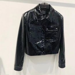 Women's Leather Imitation Import Coat Real Sheepskin Snake Skin Technology Women Jacket Spring Short Length Turn-Down Collar