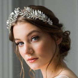 Stingy Brim Hats Vintage leaves Wedding Crown Rose Gold Silver Hair band Bride Classic Headwear Chic Hair Accessories Ornament for women 230306