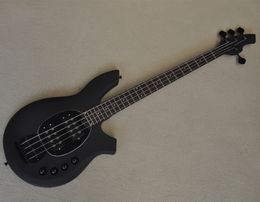 4 Strings Matte Black Electric Bass Guitar with Moon Pattern Inlays Can be Customised