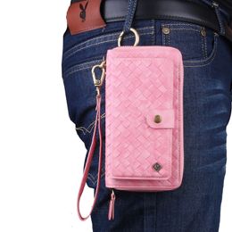 Für Samsung Mobiltelefonkisten Galaxy S22 geflochtenes geteiltes multifunktionales Reißverschluss -Hang -Bag Mobile Lanyard S20 Plus Taille Hanging Protective Cover