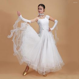 Stage Wear Ballroom Dance Dress Women 10 Colors Home Made Rhinestone Top Gauze Skirt Performance Modern Jazz Waltz Vestido Menina