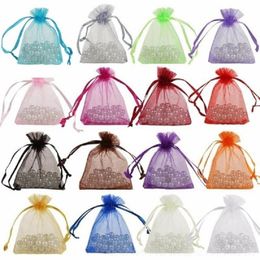 Gift Wrap 50pcs/lot 7x9 9x12 10x15 13x18CM Organza Bags Jewelry Packaging Wedding Drawable Pouches