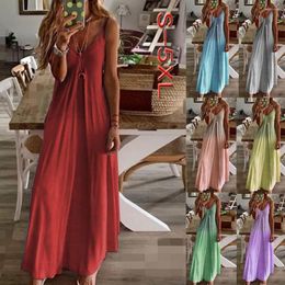 Casual Dresses 2023 Summer Dress Women Patchwork Sleeveless Spaghetti Strap Soft Rayon Woman Solid Colour Female Robe