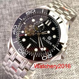 Wristwatches 41mm Black Blue Design Dial NH39A Sapphire Crystal Stainless Steel Bracelet Luminous Hands 24 Jewels Automatic Men's Watch