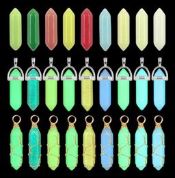 Pendant Necklaces Wholesale Highlight Colour Luminous Stone Hexagon Charms Trendy Sier Golden Wire Wrap Pendants Collars For Women Je Dhdoh