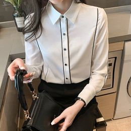 Women s Blouses Shirts Ladies Blouse Fashion Women Interview Formal Spring Professional Long Sleeve Shirt Patchwork Contrast Color Tops 230303