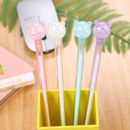 4pcs/lot Cute Gel Pen For Kids Student School Office Supplies Candy Colour Bear Animal Stationery Kawaii Writing Pens 0.5mm Black