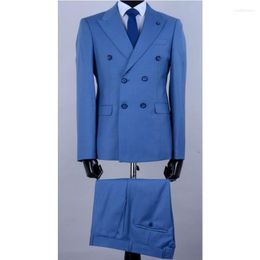 Men's Suits 2023 Blue Men Suit Latest Coat Pant Design Wedding For Casual Office 2 Pcs Costume Homme Mariage