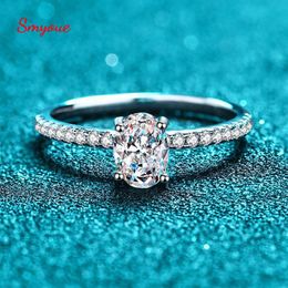 Wedding Rings Smyoue Oval Cut 2ct Women Egg Simulated Diamond Band Rhodium Plated 925 Silver Custom Gift 230303