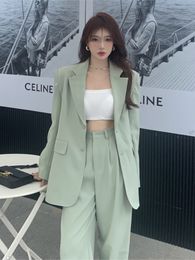 Women's Suits Blazers Spring Summer Women Blazer Pantsuit Long Sleeve Jacket Pants Two Piece Set Female Fashion Business Casual Purple Trousers Suit 230306