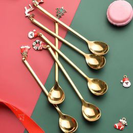 Dinnerware Sets 6PCS Christmas Gift Spoon & Fork Coffee Fruit Creative Dessert Elk Tree Decoration Cutlery