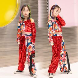 Stage Wear Children'S Hip-Hop Dance Costumes Girls Tide Clothes Jazz Sequins National Chinese Style Performance DQS7135