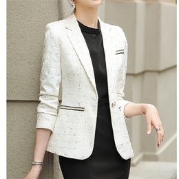 Women's Suits Blazers Fashion Spring Small Fragrance Women Blazers Jackets Work Office Lady Suit Autumn Korea Slim Business Short Blazers Coat Chic 230306