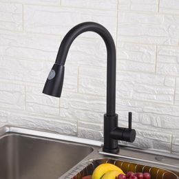 Kitchen Faucets 304 Stainless Steel Retractable Faucet And Cold Black Paint Pull-out Sink