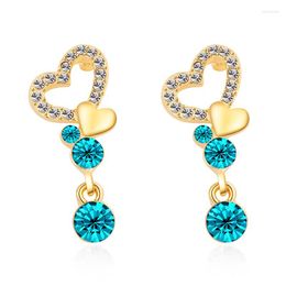 Stud Earrings ER-00067 Korean Crystal Earings Birthday Gift Gold Plated Heart For Women 2023 Luxury Items With