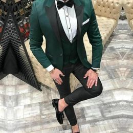 Dark Green Wedding Casual Mens Suit 3Piece Groom Tuxedos Men Suits Wedding Blazer Mens Formal Business Groomsman Suits