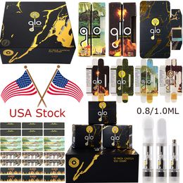 Lager in den USA GLO Atomizers Neueste Version Tropical Vacation Vape Cartridges Black Gold Packaging Waporizers Cartridge E Cigarettes 510 Thread Empty