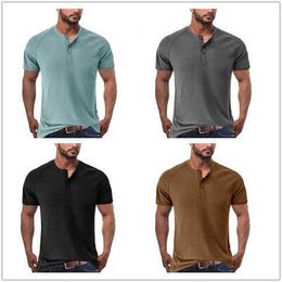 2023 Summer Mens T Shirt Short Sleeve Button Designer T-shirt Henley Shirts High Quality Tee Shirt Tops