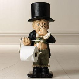 Toilet Paper Holders Toilet Butler with Roll Paper Holder Resin Ornament for Bathroom Super Cute In Stock 230303