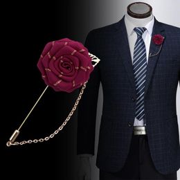 Brooches High Quality Hand Made Fabric Flower Lapel Pin Fashion Men's Suit Wedding Brooch