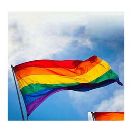 Banner Flags Rainbow Flag 3X5Ft 90X150Cm Lesbian Gay Pride Polyester Lgbt Colorf Drop Delivery Home Garden Festive Party Supplies Dhxa1