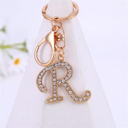 Keychains Creative 26 English Alphabet Glitter Hollowed-out Key Ring Pendant Car Chains Charms Women Bag Ornaments Accessories