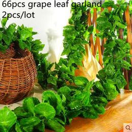 Decorative Flowers 2.4M Artificial Ivy Leaf Garland Simulation Grape Leaves Vine Plants Rattan Fake Foliage Green Plant