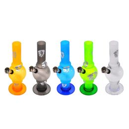 Colorful 6 inch Hookahs acrylic water bong pipe smoking pipes matte color printed sticker with 14.4 female joint